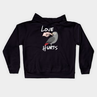 Love Hurts Timneh Grey Parrot Biting Finger Kids Hoodie